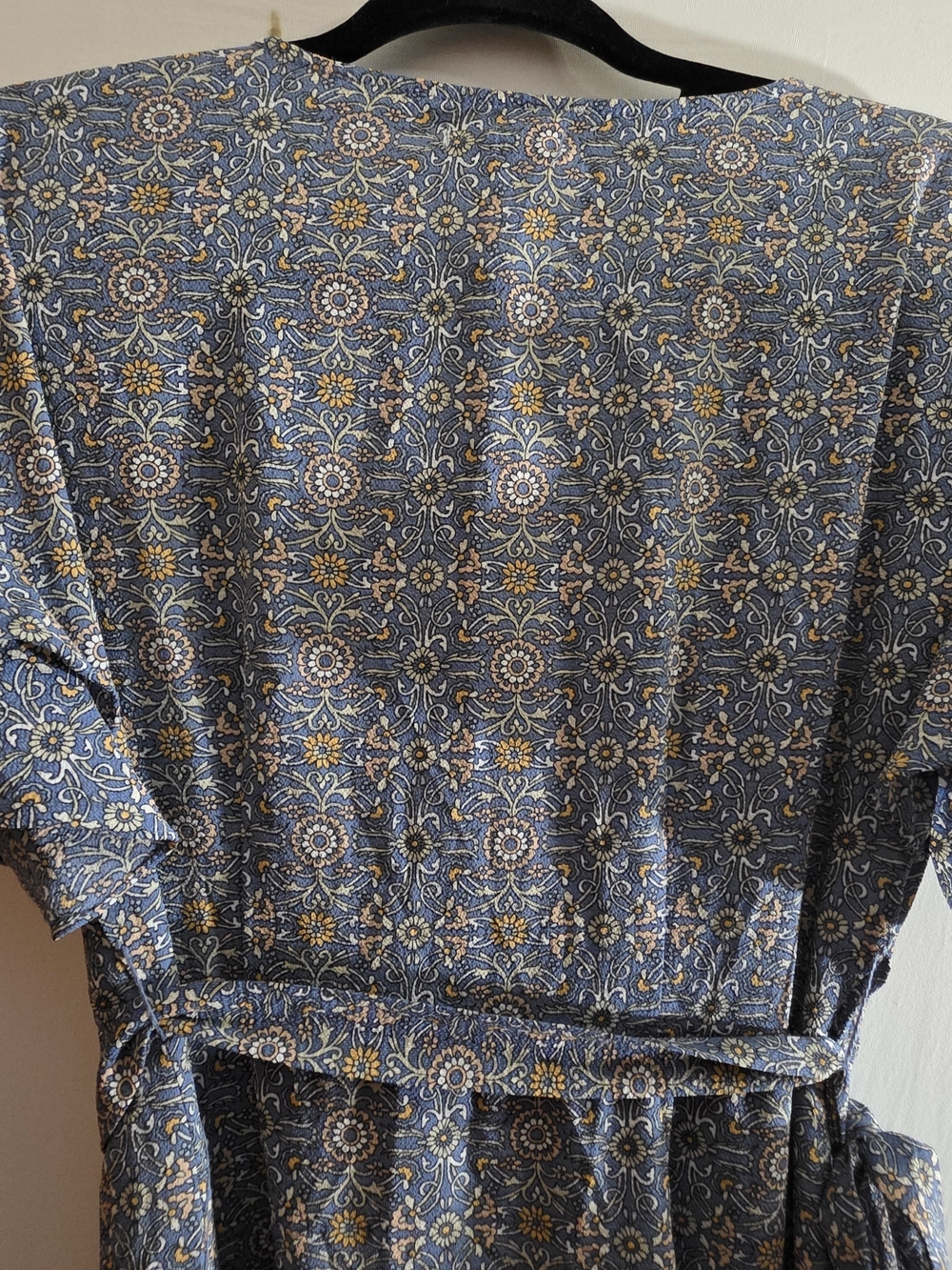 NWT Max Studio Blue Floral Faux Wrap Ruffle Midi Dress Size M - Picture 7 of 9